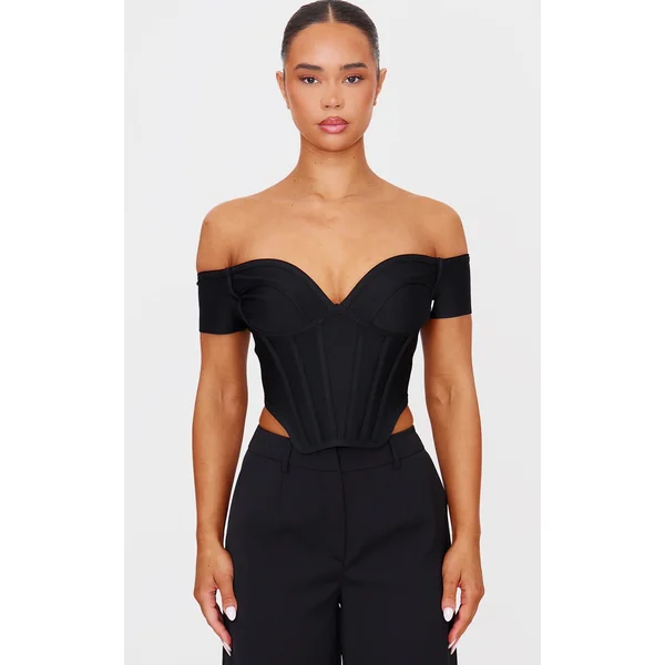 Black Bandage Dip Hem Bust Cup Bardot Corset