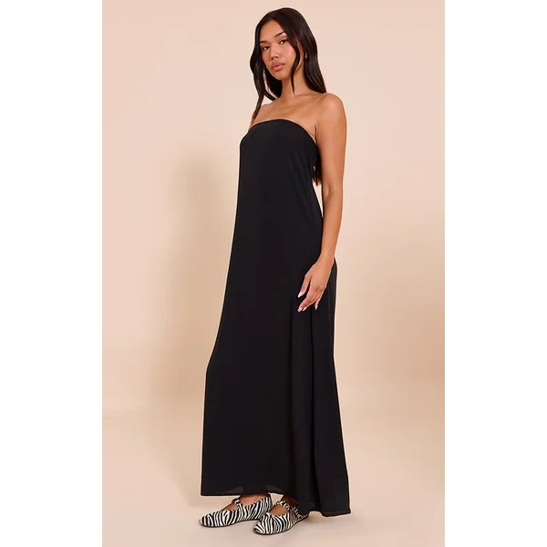 Black Bandeau Column Maxi Dress