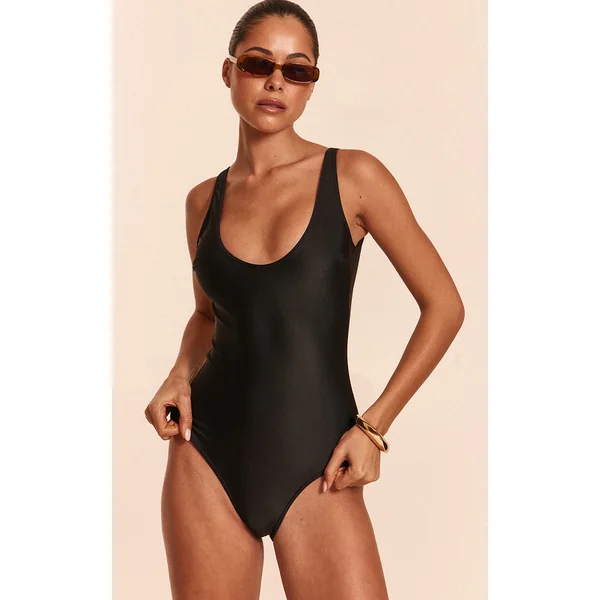 Black Basic Scoop Swimsuit