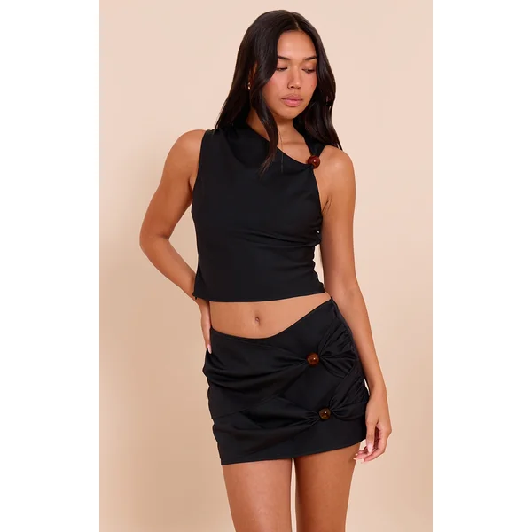 Black Bead Detail Mini Skirt