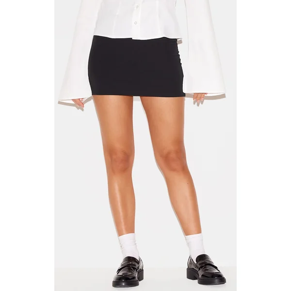 Black Black Thin Belt Detail Tailored Mini Skirt
