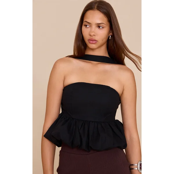 Black Bubble Hem Top