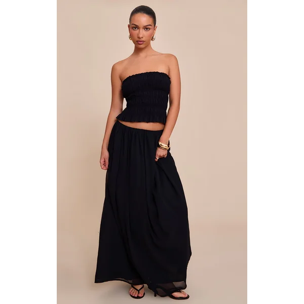 Black Chiffon Floaty Maxi Skirt