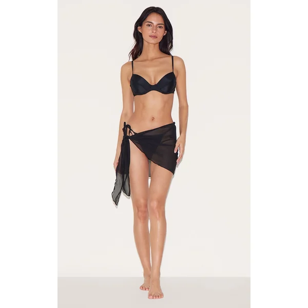 Black Chiffon Side Tie Beach Sarong