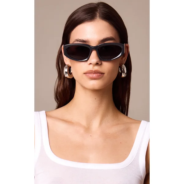 Black Chunky Angled Sunglasses