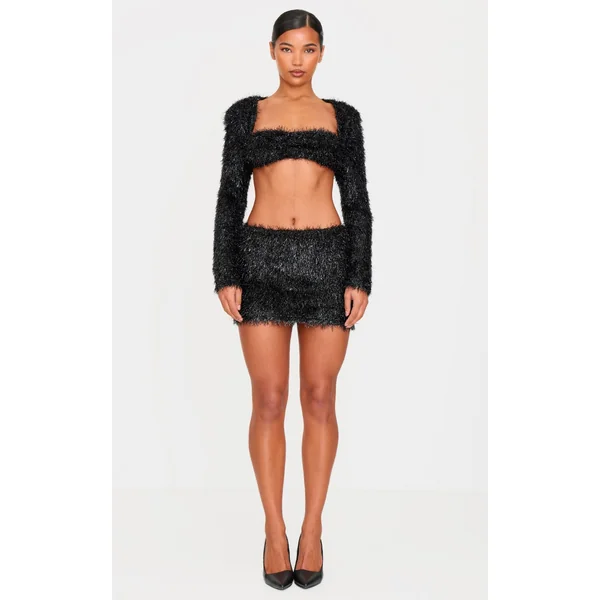 Black Confetti Look Micro Mini Skirt