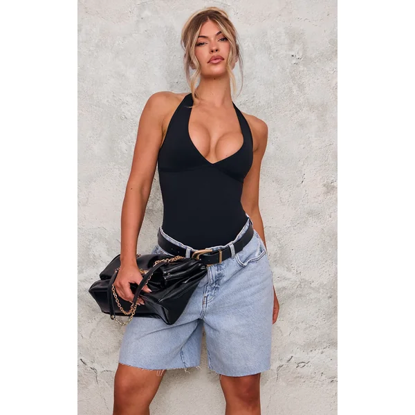 Black Contour Halterneck Bodysuit