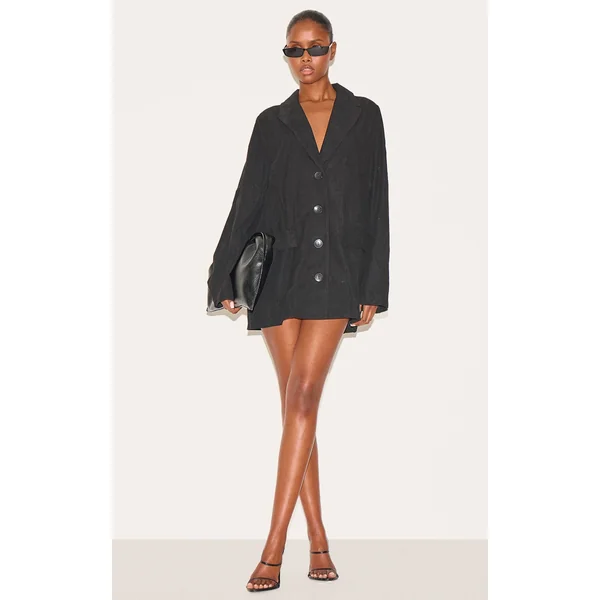 Black Cord Oversized Blazer Dress