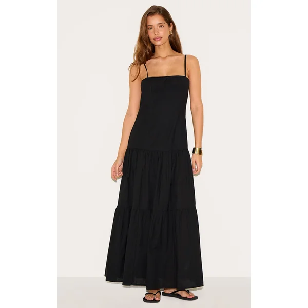 Black Corset Dropped Waist Maxi Dress