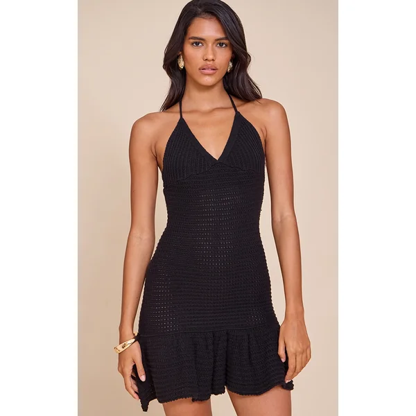 Black Crochet Mini Dress