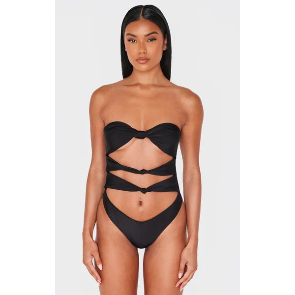 Black Cut Out Knot Swimsuit