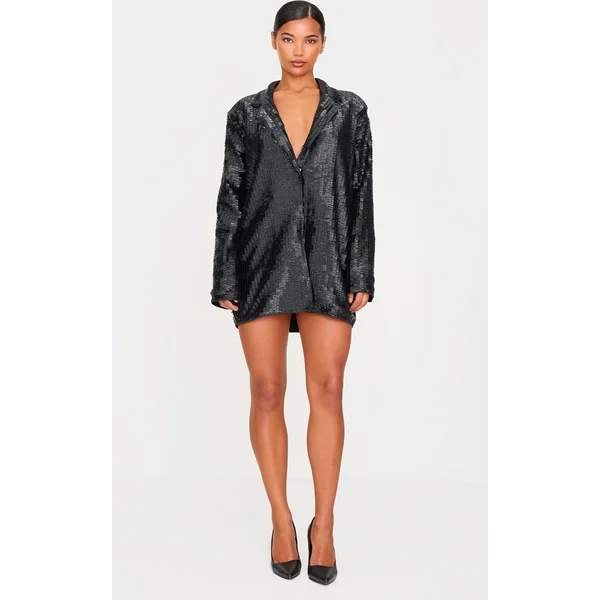 Black Diamante Blazer Dress