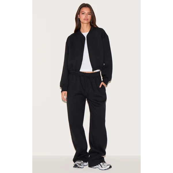 Black Drawcord Hem Oversized Sweatpants