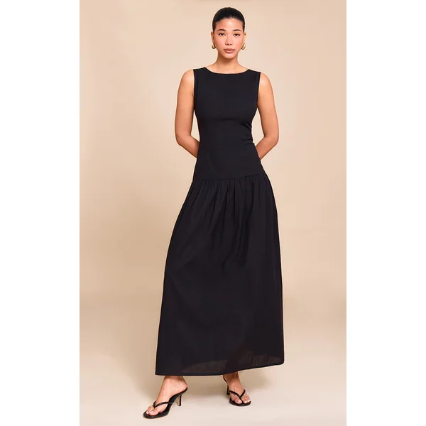 Black Drop Waist Maxi Dress