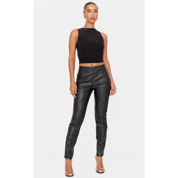 Black Faux Leather Stretch Leggings