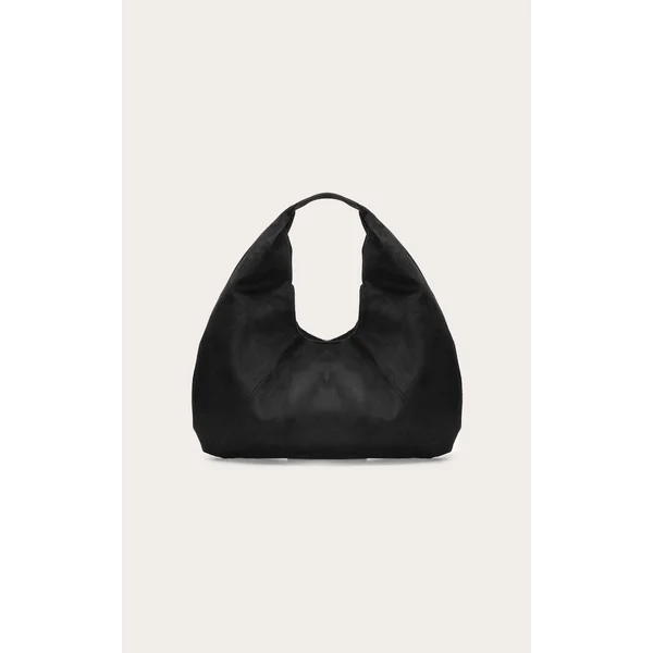 Black Faux Suede Rounded Tote