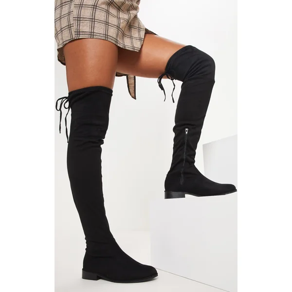 Black Flat Over The Knee Boot
