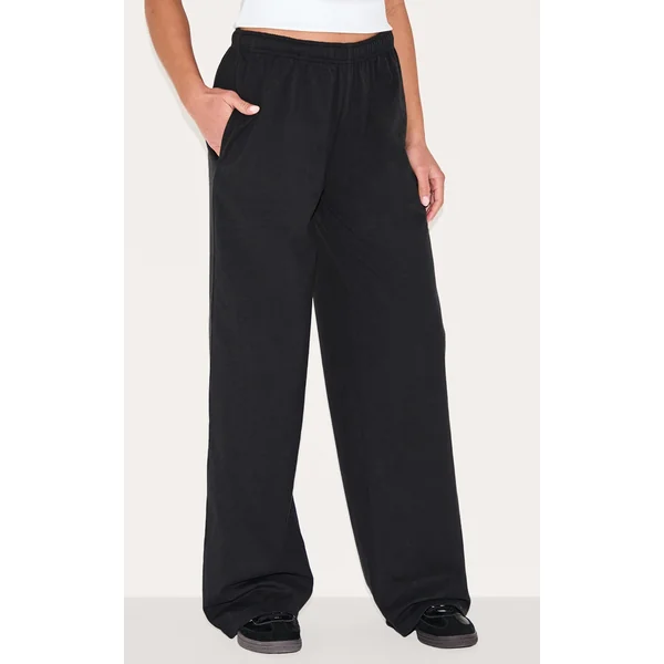Black Heavy Cotton Slouchy Wide Leg Pants