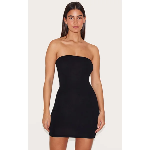 Black Jersey Bandeau Bodycon Dress