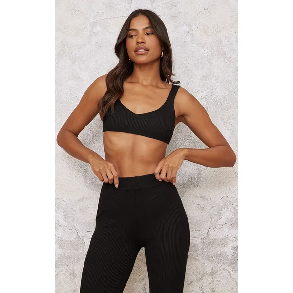 Black Knitted Ribbed Bralet