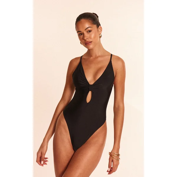 Black Knot Front Cut Out Swimsuit