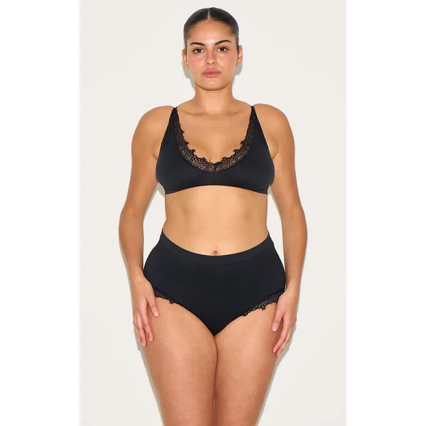 Black Lace Trim Detail Bralette