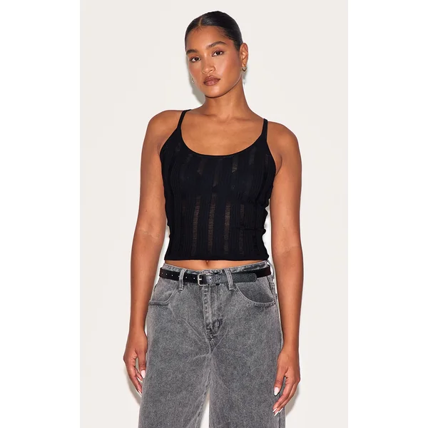Black Ladder Knit Cami Top