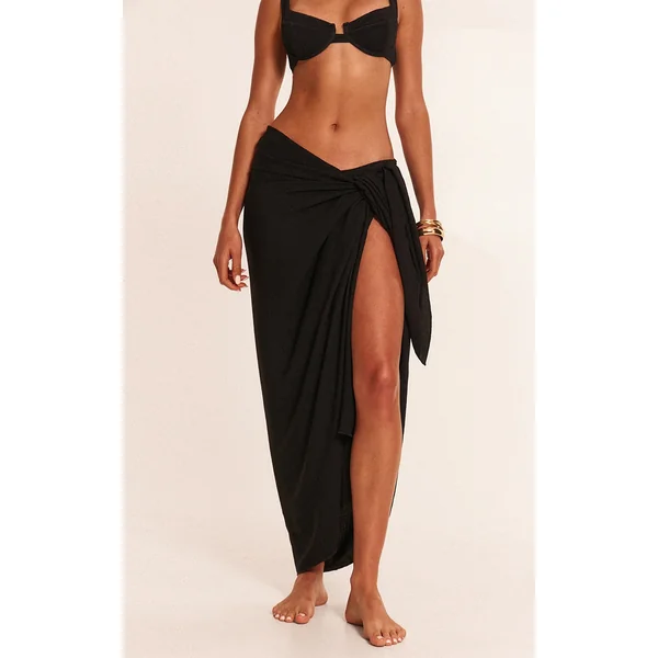 Black Linen Look Rectangle Sarong