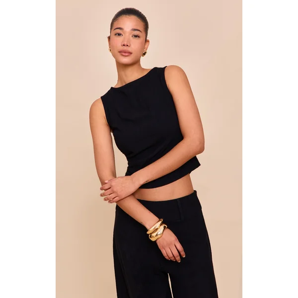 Black Longline Vest Top