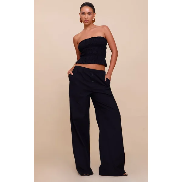 Black Low Rise Wide Pants