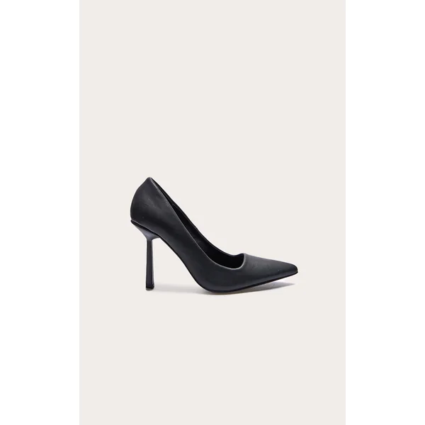 Black Matte Pu Point Toe High Heeled Courts