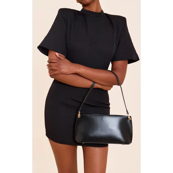 Black Matte Shoulder Teardrop Strap Bag