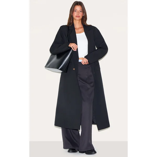 Black Maxi Length Duster Coat