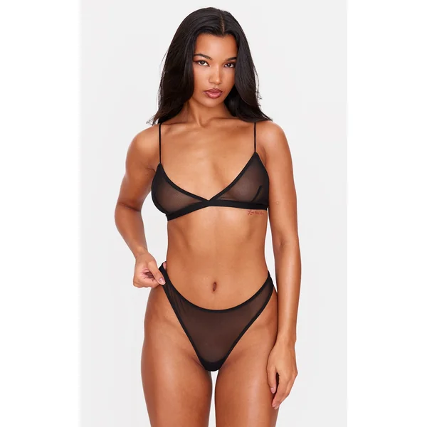 Black Mesh Pack of 5 Basic Thongs