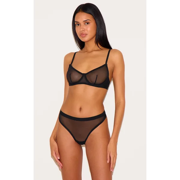 Black Mesh Underwired Bra