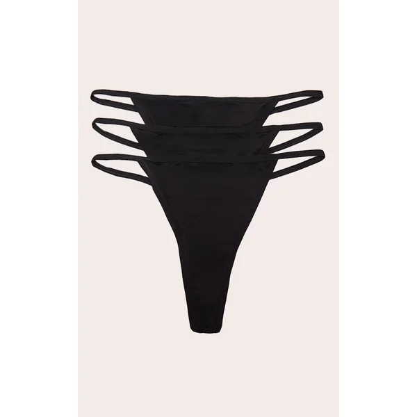Black Microfibre Thong 3 Pack