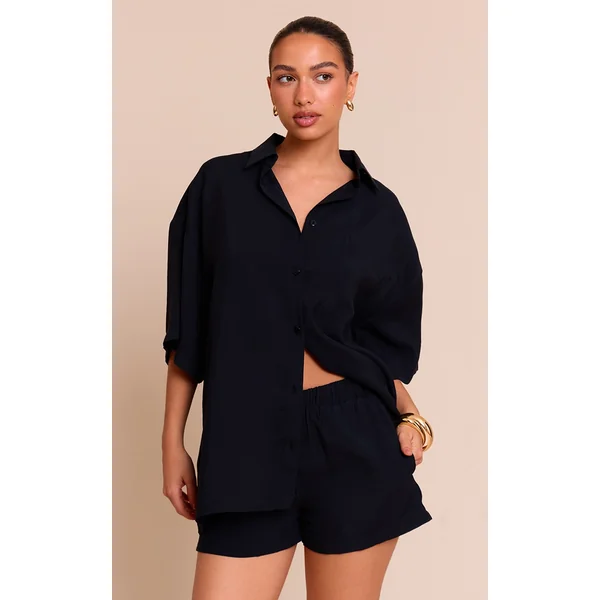 Black Mid Rise Floaty Shorts