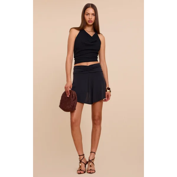 Black Modal Asymmetric Mini Skirt