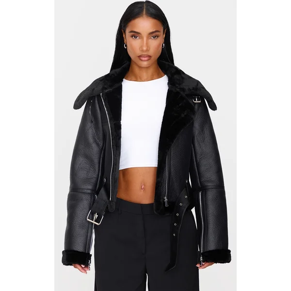 Black Multi Zip Cropped Aviator