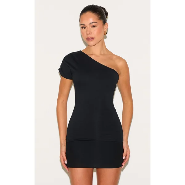 Black One Shoulder Asymmetric Top