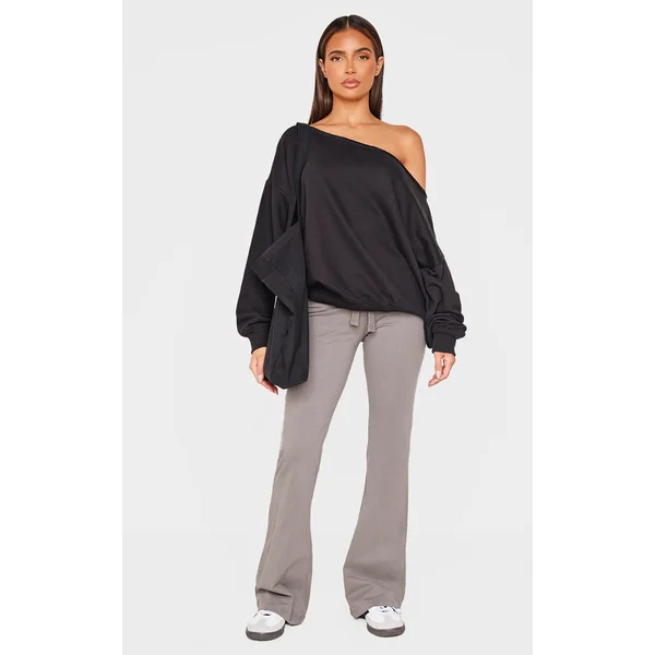 Black Oversized Off Shoulder Sweatshirt