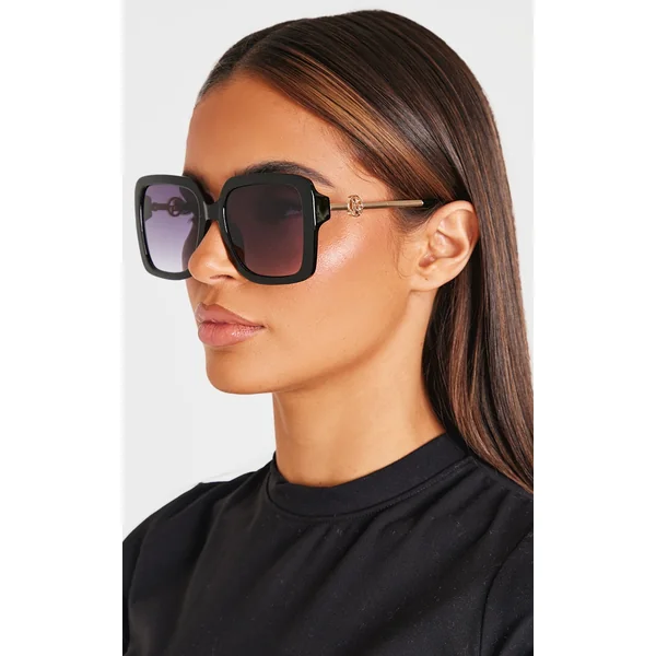 Black Over-Sized Square Sunglasses