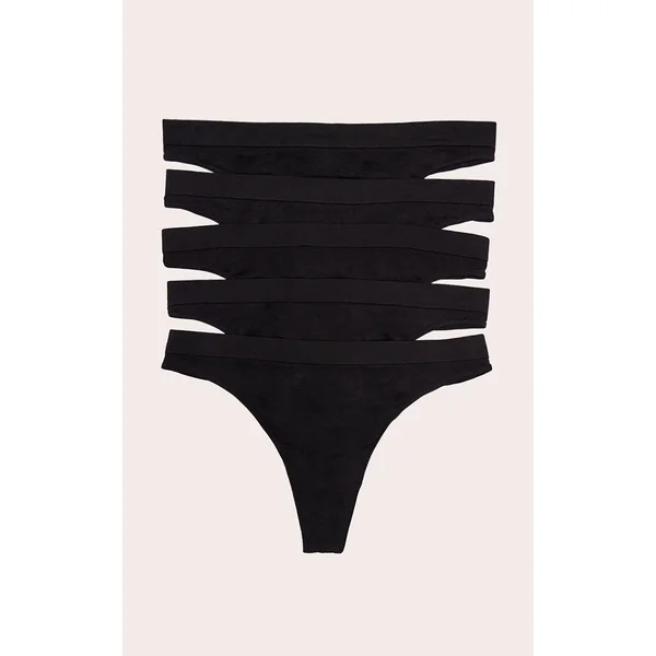 Black Pack of 5 Seamless Thongs