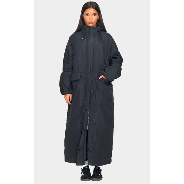 Black Padded Maxi Puffer Coat