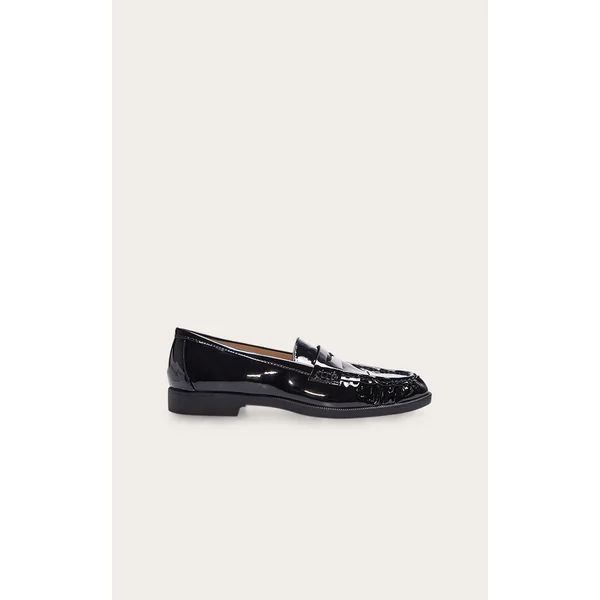 Black Patent Round Toe Loafer
