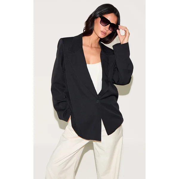 Black Plastic Oversized Square Sunglasses