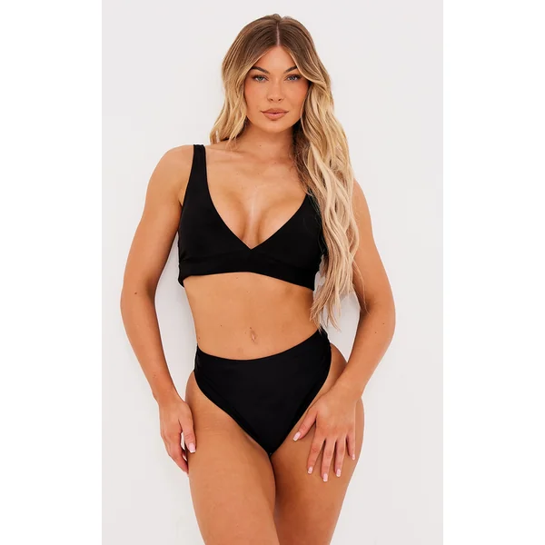 Black Plunge Mix & Match Bikini Top