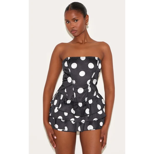 Black Polka Dot Rara Skort Woven Romper