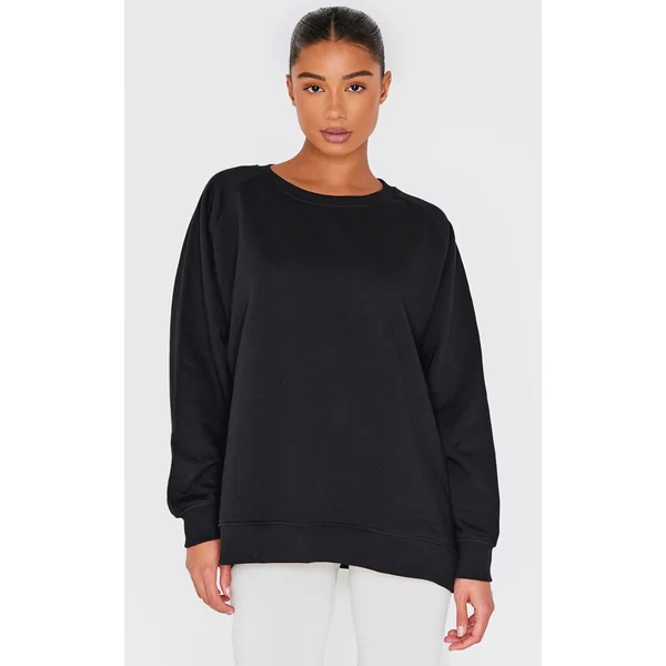 Black Premium Fleeceback Longline Sweatshirt