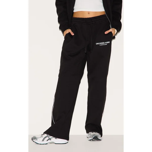 Black Premium New York Embroidered Wide Leg Sweatpant